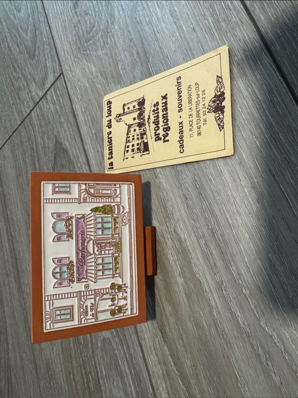 Vintage French Ceramic Storefront/Terracotta Stand/Original Shop Card